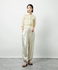 CTFID02085 TONEA(トネア) 透かし編み 配色ポロニット アイボリー