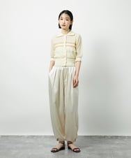 CTFID02085 TONEA(トネア) 透かし編み 配色ポロニット アイボリー