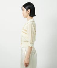 CTFID02085 TONEA(トネア) 透かし編み 配色ポロニット アイボリー