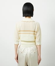 CTFID02085 TONEA(トネア) 透かし編み 配色ポロニット アイボリー
