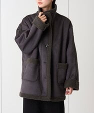 CTJAG03110 TONEA(トネア) フェイクムートンスタンドジャケット チャコール