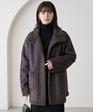 CTJAG03110 TONEA(トネア) フェイクムートンスタンドジャケット チャコール