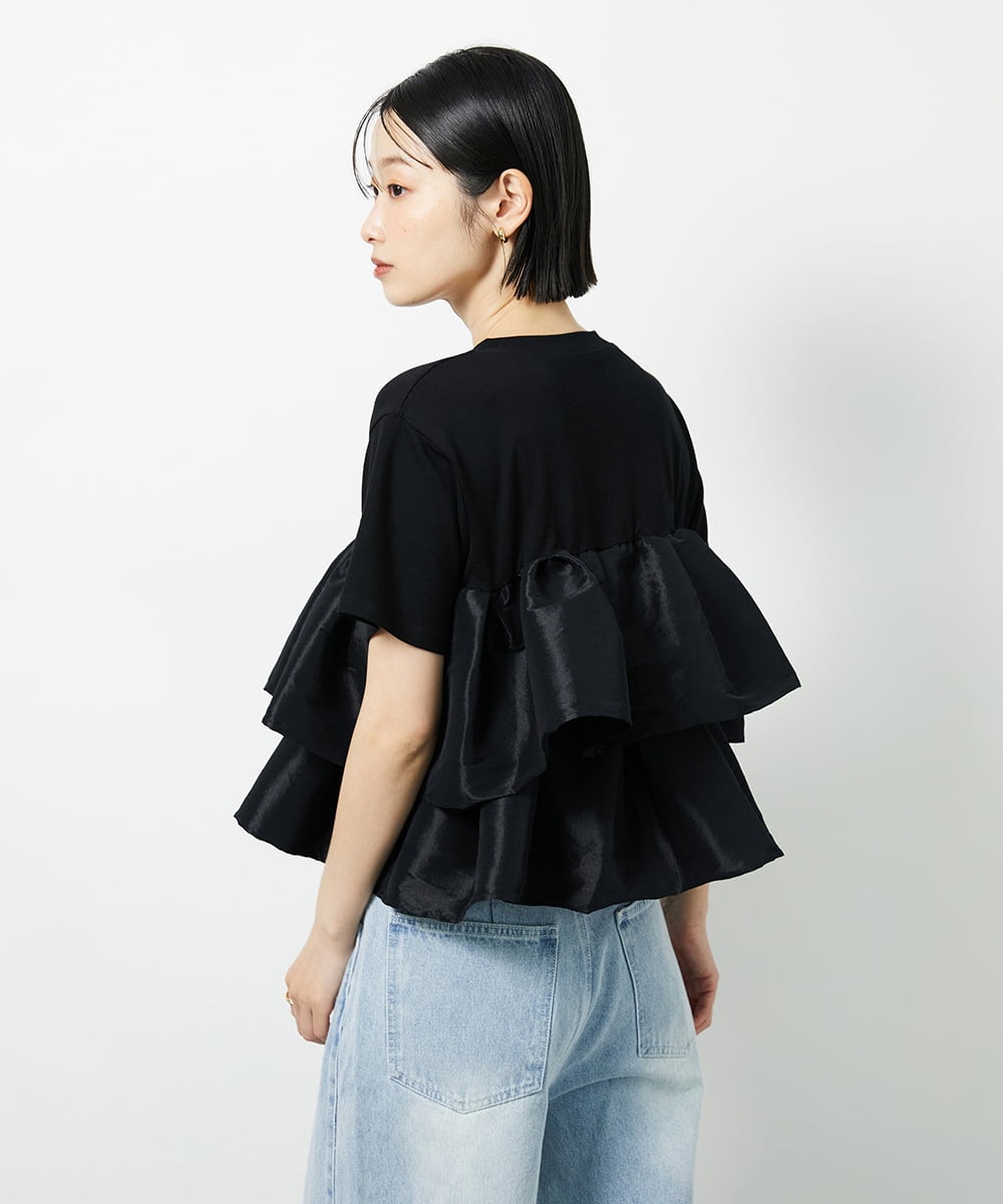 CTKID03063 TONEA(トネア) ティアードフリルTシャツ ブラック