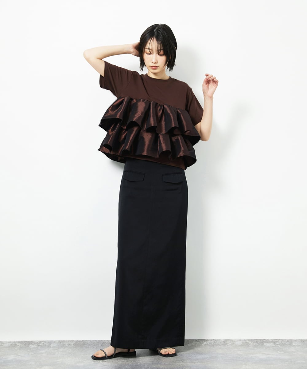 CTKID03063 TONEA(トネア) ティアードフリルTシャツ ブラック