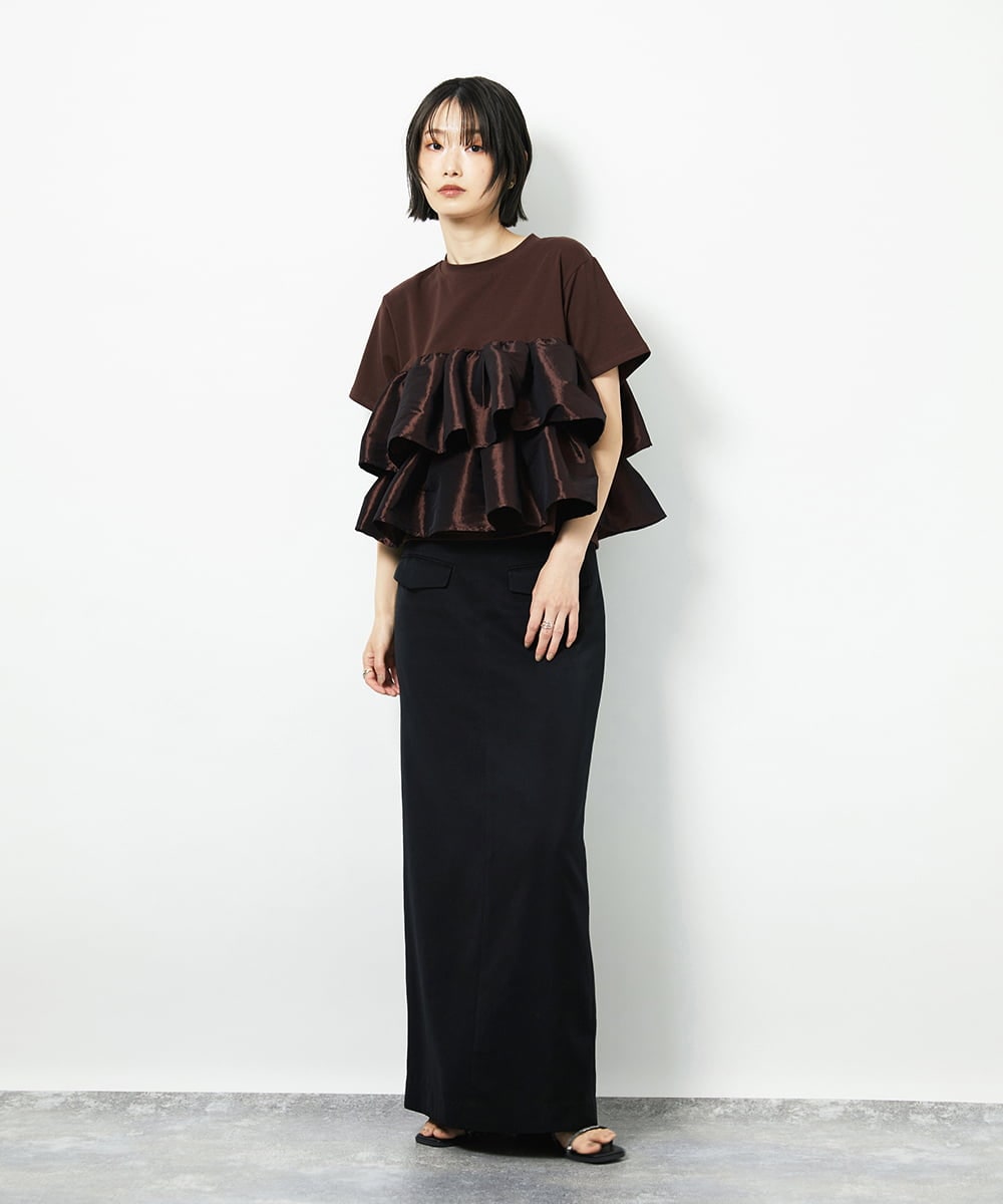 CTKID03063 TONEA(トネア) ティアードフリルTシャツ ブラック