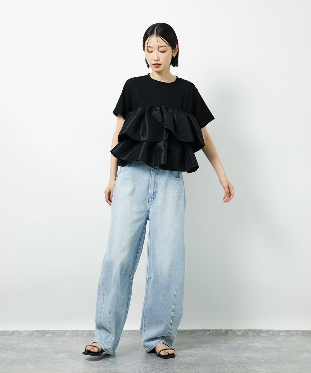 CTKID03063 TONEA(トネア) ティアードフリルTシャツ ブラック