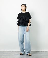 CTKID03063 TONEA(トネア) ティアードフリルTシャツ ブラック