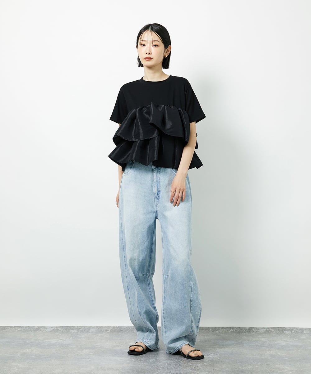 CTKID03063 TONEA(トネア) ティアードフリルTシャツ ブラック