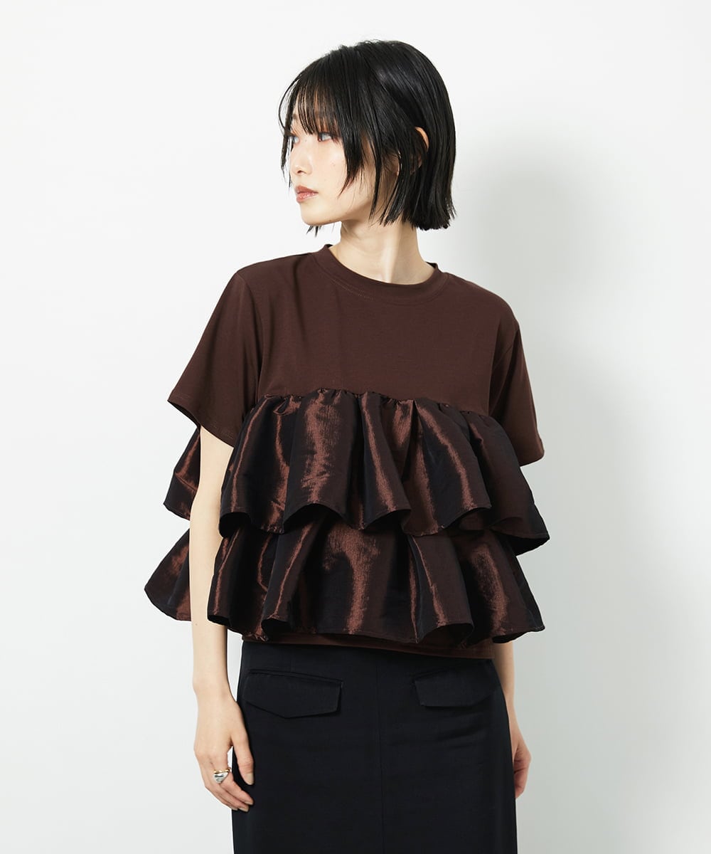 CTKID03063 TONEA(トネア) ティアードフリルTシャツ ブラック