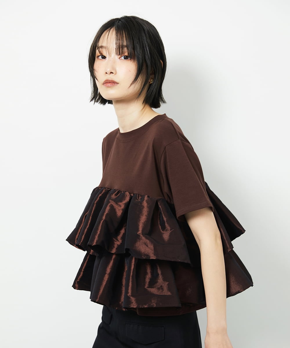 CTKID03063 TONEA(トネア) ティアードフリルTシャツ ブラック