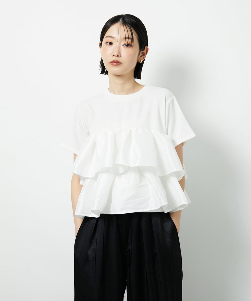 CTKID03063 TONEA(トネア) ティアードフリルTシャツ ブラック