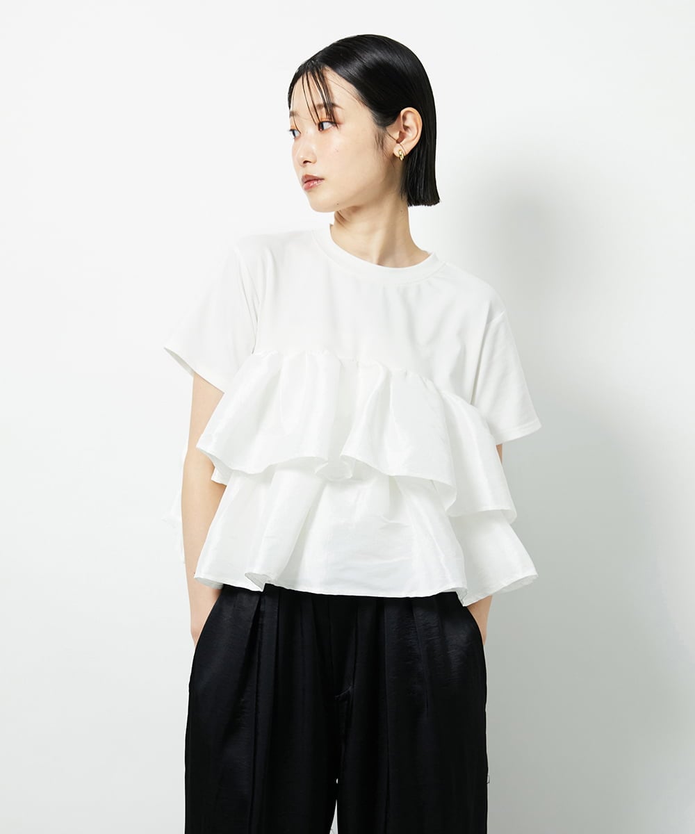 CTKID03063 TONEA(トネア) ティアードフリルTシャツ ブラック