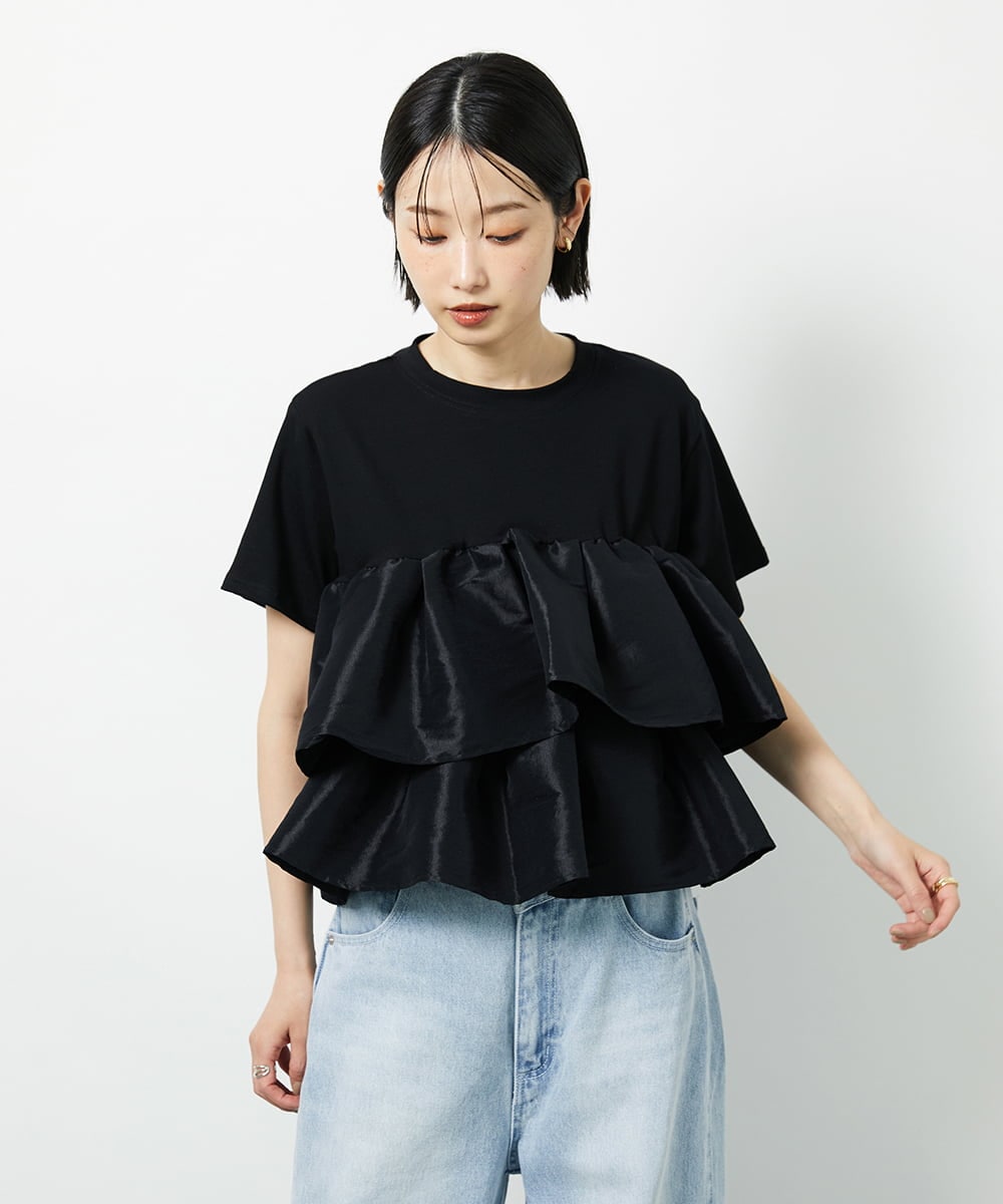 CTKID03063 TONEA(トネア) ティアードフリルTシャツ ブラック