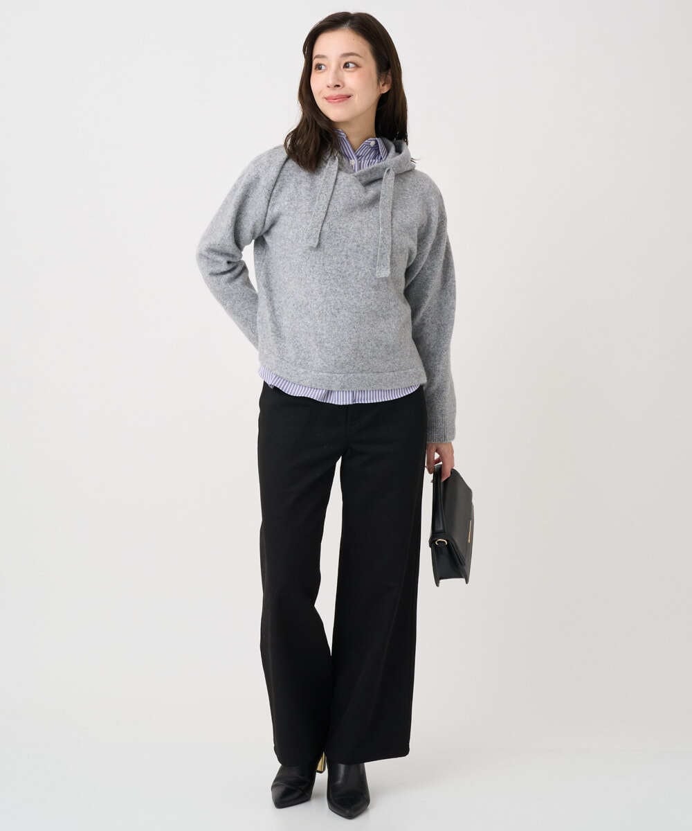 F1BFD02110 MK MICHEL KLEIN(小さいサイズ)(メゾン ドゥ サンク) 【小さいサイズ】ストレッチジャージシャツ/洗濯機で洗える ライトグレー