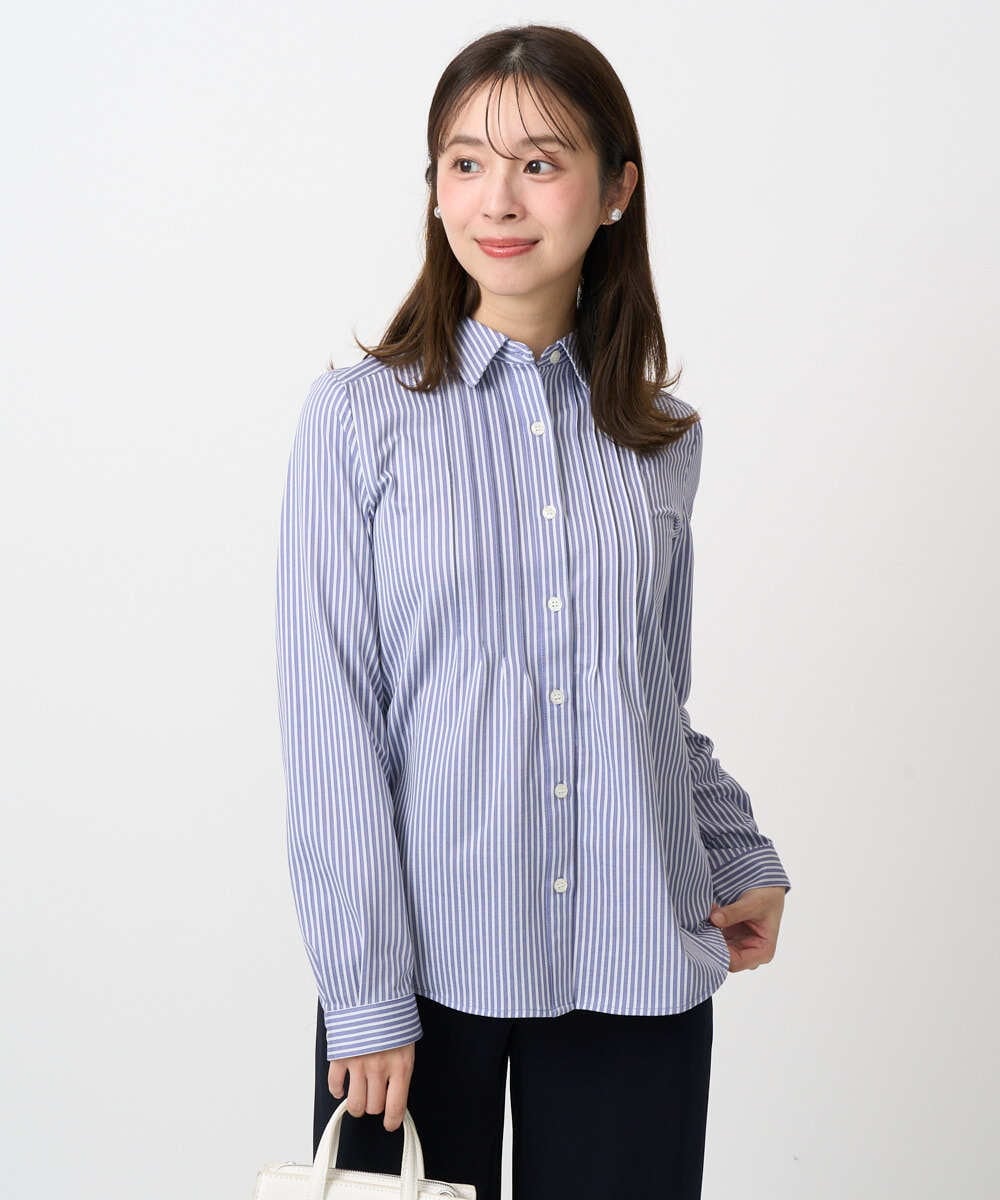 F1BFD02110 MK MICHEL KLEIN(小さいサイズ)(メゾン ドゥ サンク) 【小さいサイズ】ストレッチジャージシャツ/洗濯機で洗える ライトグレー