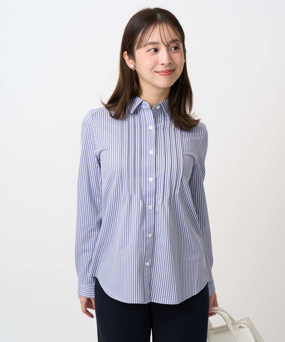 F1BFD02110 MK MICHEL KLEIN(小さいサイズ)(メゾン ドゥ サンク) 【小さいサイズ】ストレッチジャージシャツ/洗濯機で洗える ライトグレー
