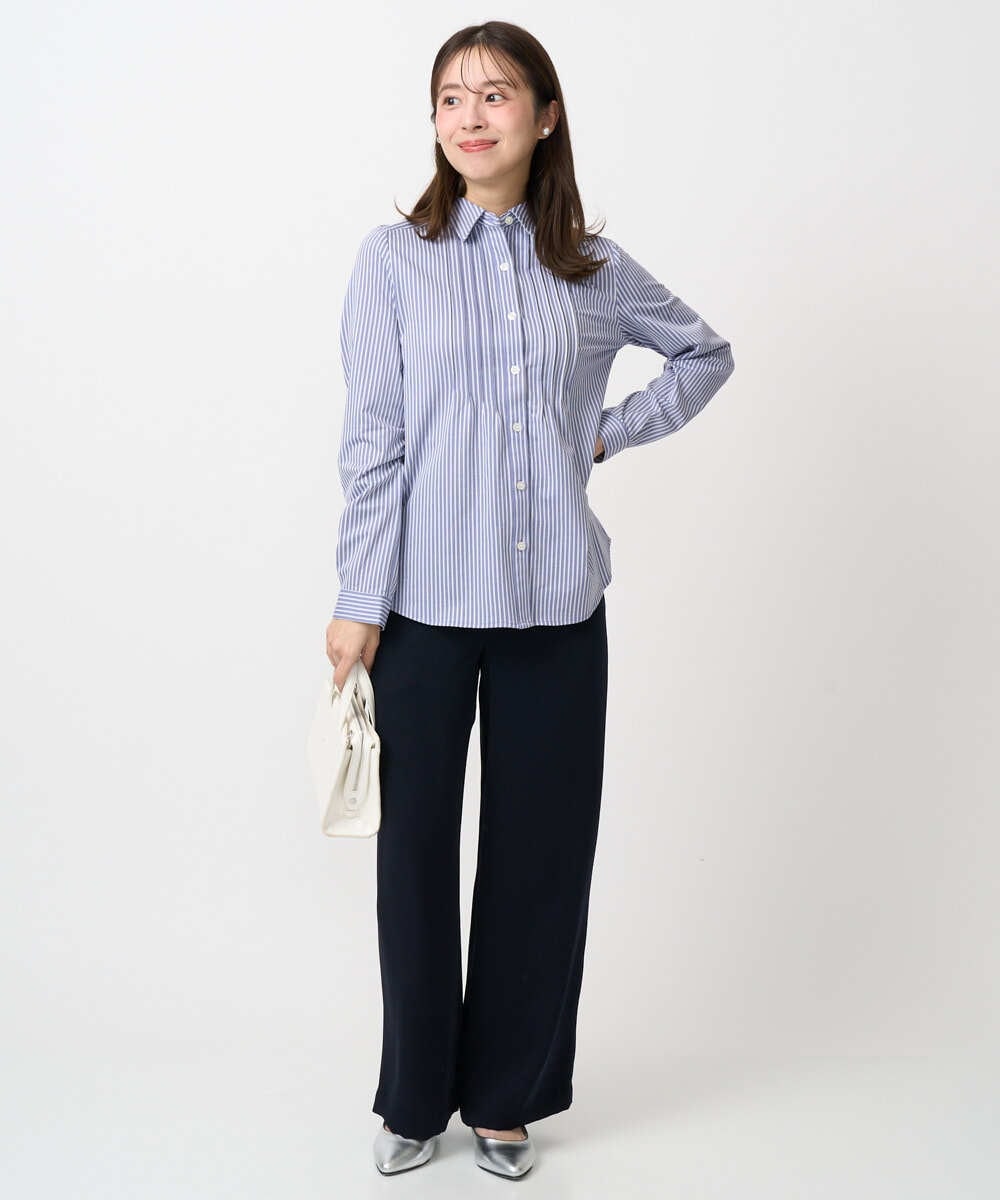 F1BFD02110 MK MICHEL KLEIN(小さいサイズ)(メゾン ドゥ サンク) 【小さいサイズ】ストレッチジャージシャツ/洗濯機で洗える ライトグレー