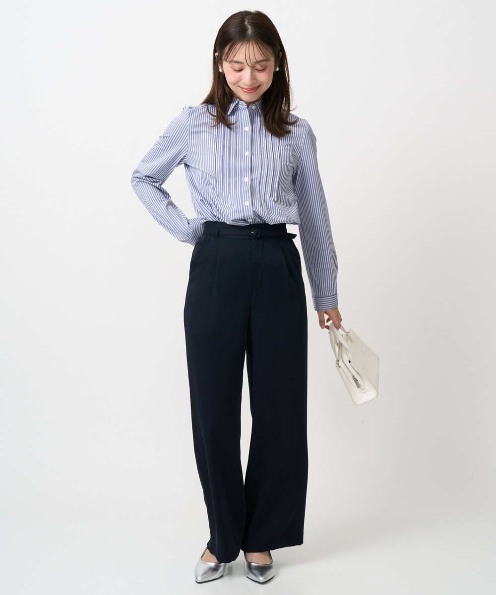F1BFD02110 MK MICHEL KLEIN(小さいサイズ)(メゾン ドゥ サンク) 【小さいサイズ】ストレッチジャージシャツ/洗濯機で洗える ライトグレー