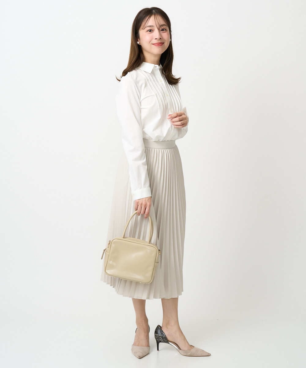 F1BFD02110 MK MICHEL KLEIN(小さいサイズ)(メゾン ドゥ サンク) 【小さいサイズ】ストレッチジャージシャツ/洗濯機で洗える ライトグレー
