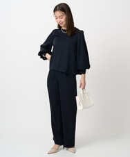 F1BFD14140 MK MICHEL KLEIN(小さいサイズ)(メゾン ドゥ サンク) 【小さいサイズ】ボリュームスリーブブラウス/撥水/防シワ/洗える ライトグレー