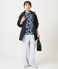 F1BGD01140 MK MICHEL KLEIN(小さいサイズ)(メゾン ドゥ サンク) 【小さいサイズ】ボウタイ付き花柄シフォンブラウス/洗濯機で洗える ミントブルー
