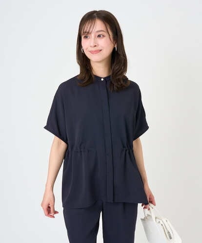 F1BGD44160  【小さいサイズ】[UVカット/接触冷感/防シワ/通気性/洗濯機で洗える]バンドカラーブラウス