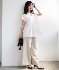 F1BGD52170 MK MICHEL KLEIN(小さいサイズ)(メゾン ドゥ サンク) 【小さいサイズ】[洗える]ハンドスモッキングブラウス ホワイト