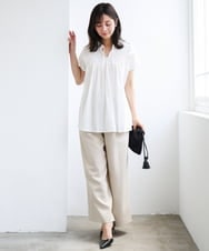 F1BGD52170 MK MICHEL KLEIN(小さいサイズ)(メゾン ドゥ サンク) 【小さいサイズ】[洗える]ハンドスモッキングブラウス ホワイト
