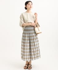 F1BGD55150 MK MICHEL KLEIN(小さいサイズ)(メゾン ドゥ サンク) 【小さいサイズ】[UVカット/接触冷感/洗える]ボリュームスリーブブラウス ベージュ