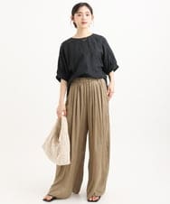 F1BGD55150 MK MICHEL KLEIN(小さいサイズ)(メゾン ドゥ サンク) 【小さいサイズ】[UVカット/接触冷感/洗える]ボリュームスリーブブラウス ベージュ
