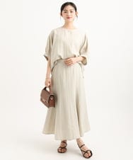 F1BGD55150 MK MICHEL KLEIN(小さいサイズ)(メゾン ドゥ サンク) 【小さいサイズ】[UVカット/接触冷感/洗える]ボリュームスリーブブラウス ベージュ
