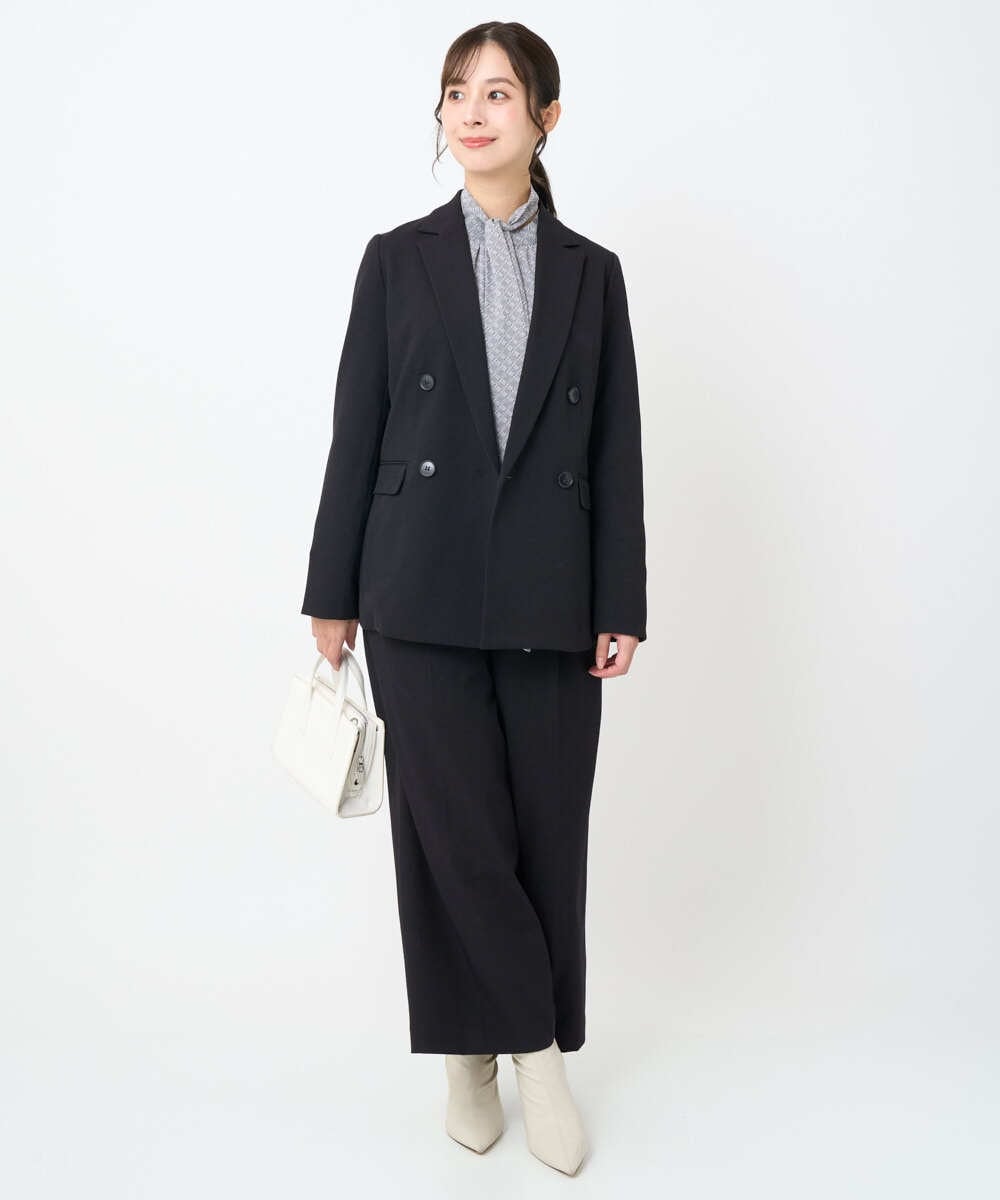 F1DAE45230 MK MICHEL KLEIN(小さいサイズ)(メゾン ドゥ サンク) 【小さいサイズ】ダブルブレストジャケット/洗える ブラック