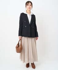 F1DAE45230 MK MICHEL KLEIN(小さいサイズ)(メゾン ドゥ サンク) 【小さいサイズ】ダブルブレストジャケット/洗える ブラック
