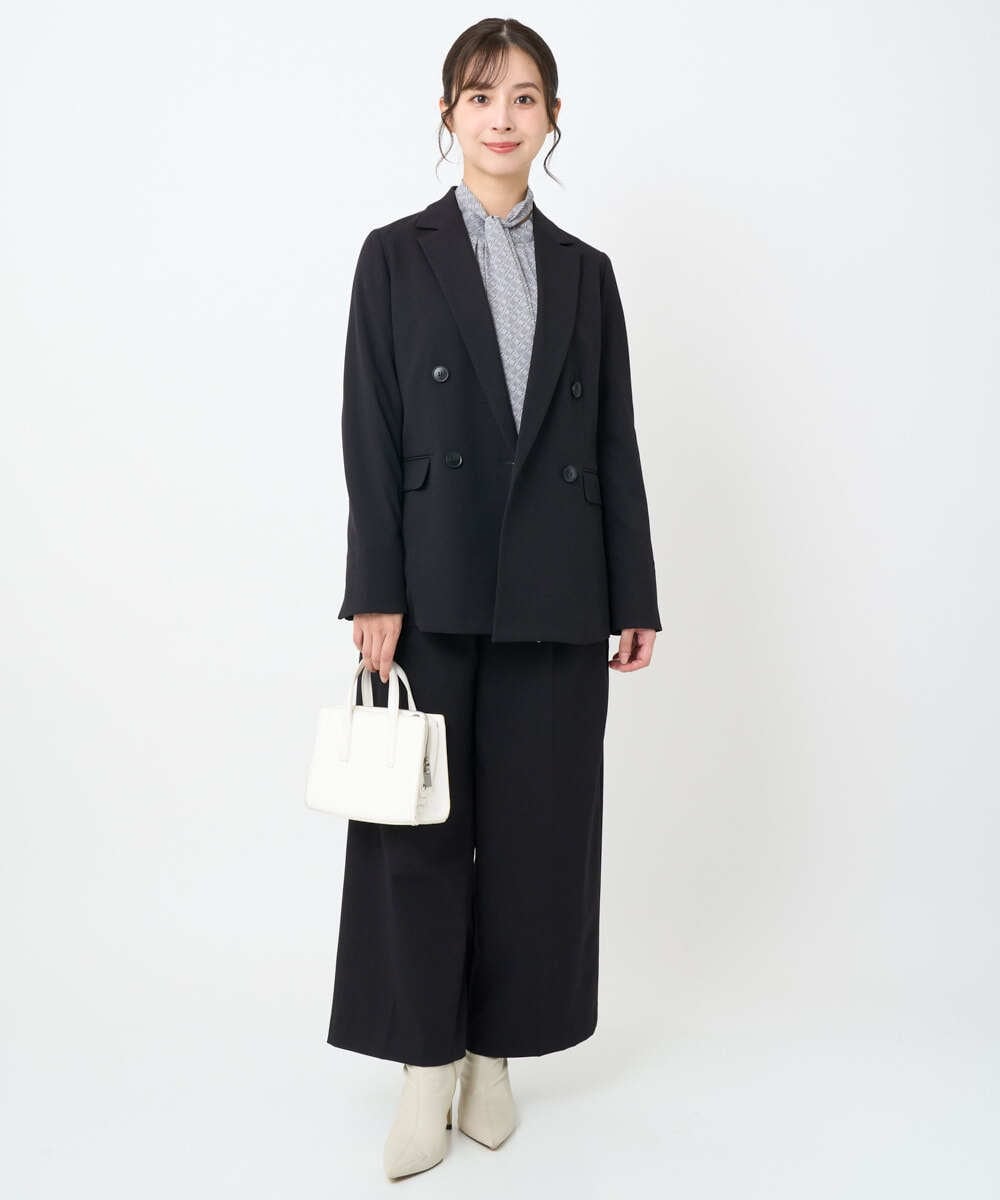 F1DAE45230 MK MICHEL KLEIN(小さいサイズ)(メゾン ドゥ サンク) 【小さいサイズ】ダブルブレストジャケット/洗える ブラック