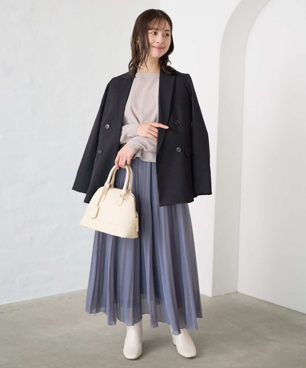 F1DAE45230 MK MICHEL KLEIN(小さいサイズ)(メゾン ドゥ サンク) 【小さいサイズ】ダブルブレストジャケット/洗える ブラック