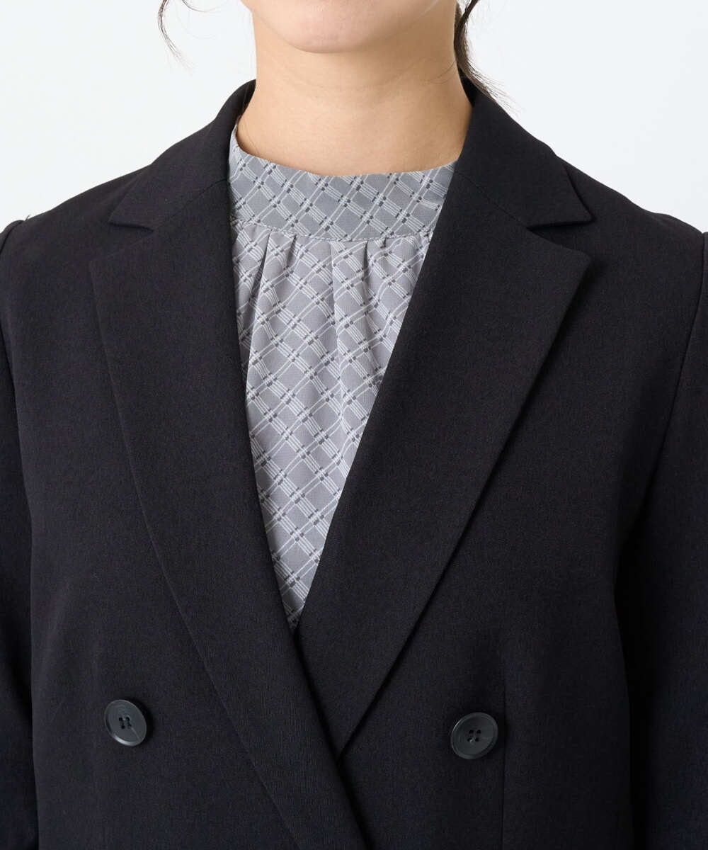 F1DAE45230 MK MICHEL KLEIN(小さいサイズ)(メゾン ドゥ サンク) 【小さいサイズ】ダブルブレストジャケット/洗える ブラック