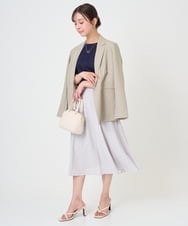 F1DGD46240 MK MICHEL KLEIN(小さいサイズ)(メゾン ドゥ サンク) 【小さいサイズ】バイオヴィンテージツイル ダブルブレストジャケット/接触冷感/UVカット/速乾/洗える グレージュ