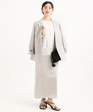 F1DGD46240 MK MICHEL KLEIN(小さいサイズ)(メゾン ドゥ サンク) 【小さいサイズ】バイオヴィンテージツイル ダブルブレストジャケット/接触冷感/UVカット/速乾/洗える グレージュ