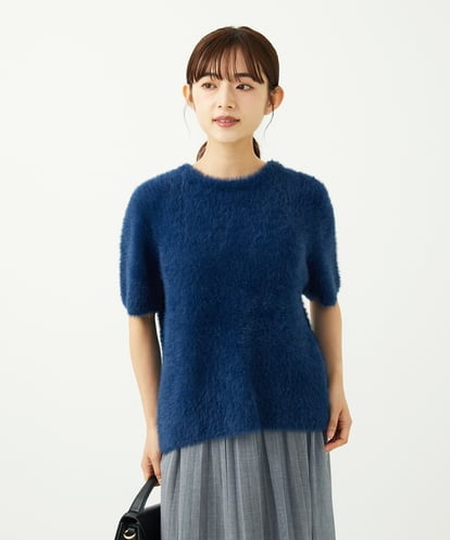 F1FAD30120 MK MICHEL KLEIN(小さいサイズ) 【小さいサイズ】半袖シャギーニット/洗える