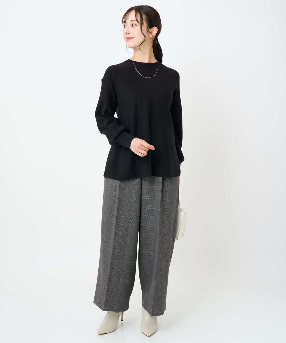 F1FAD40150 MK MICHEL KLEIN(小さいサイズ)(メゾン ドゥ サンク) 【小さいサイズ】フレアーシルエットチュニックニット/洗える ライトブルー