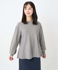F1FAD40150 MK MICHEL KLEIN(小さいサイズ)(メゾン ドゥ サンク) 【小さいサイズ】フレアーシルエットチュニックニット/洗える ライトブルー