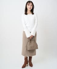 F1FAD41140 MK MICHEL KLEIN(小さいサイズ)(メゾン ドゥ サンク) 【小さいサイズ】フェザー切替えコンパクトリブニット/洗える ライトイエロー
