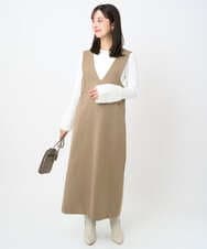 F1FAD41140 MK MICHEL KLEIN(小さいサイズ)(メゾン ドゥ サンク) 【小さいサイズ】フェザー切替えコンパクトリブニット/洗える ライトイエロー