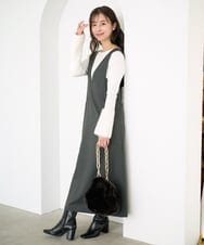 F1FAD41140 MK MICHEL KLEIN(小さいサイズ)(メゾン ドゥ サンク) 【小さいサイズ】フェザー切替えコンパクトリブニット/洗える ライトイエロー