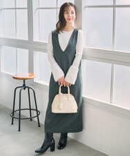 F1FAD41140 MK MICHEL KLEIN(小さいサイズ)(メゾン ドゥ サンク) 【小さいサイズ】フェザー切替えコンパクトリブニット/洗える ライトイエロー