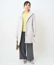 F1FAD47150 MK MICHEL KLEIN(小さいサイズ)(メゾン ドゥ サンク) 【小さいサイズ】シアーボーダーボリュームパフスリーブニット/洗える ライトイエロー