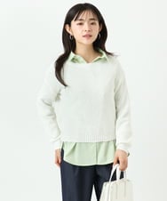 F1FFD23140 MK MICHEL KLEIN(小さいサイズ)(メゾン ドゥ サンク) 【小さいサイズ】鹿の子編みニット/洗える ミントグリーン