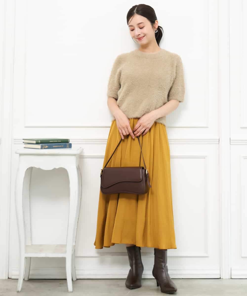 F1FJD32130 MK MICHEL KLEIN(小さいサイズ)(メゾン ドゥ サンク) 【小さいサイズ】[洗える]半袖シャギーニット ブルー