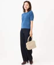 F1FJD32130 MK MICHEL KLEIN(小さいサイズ)(メゾン ドゥ サンク) 【小さいサイズ】[洗える]半袖シャギーニット ブルー