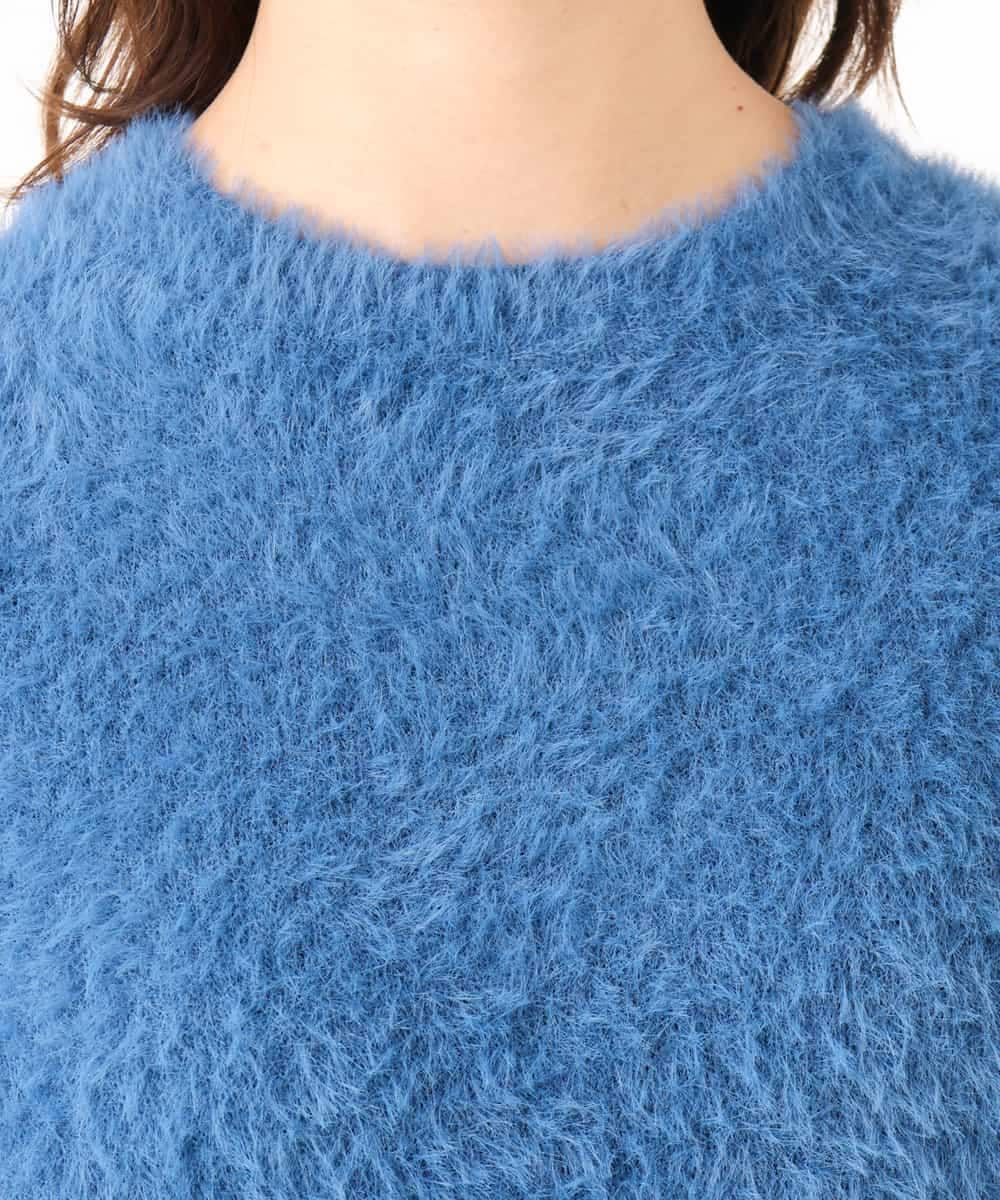 F1FJD32130 MK MICHEL KLEIN(小さいサイズ)(メゾン ドゥ サンク) 【小さいサイズ】[洗える]半袖シャギーニット ブルー